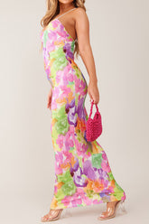 Backless Printed Maxi Cami Dress OutfitFlow